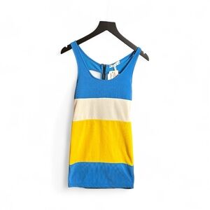 NWT! Stylish Colorblock Mini Dress - Blue, Yellow, White. Junior size medium